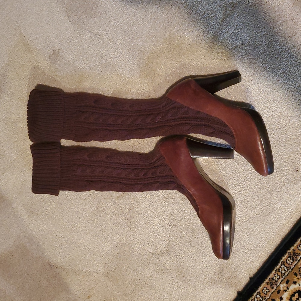 Jessica Bennet knit knee boots sz 10M brown